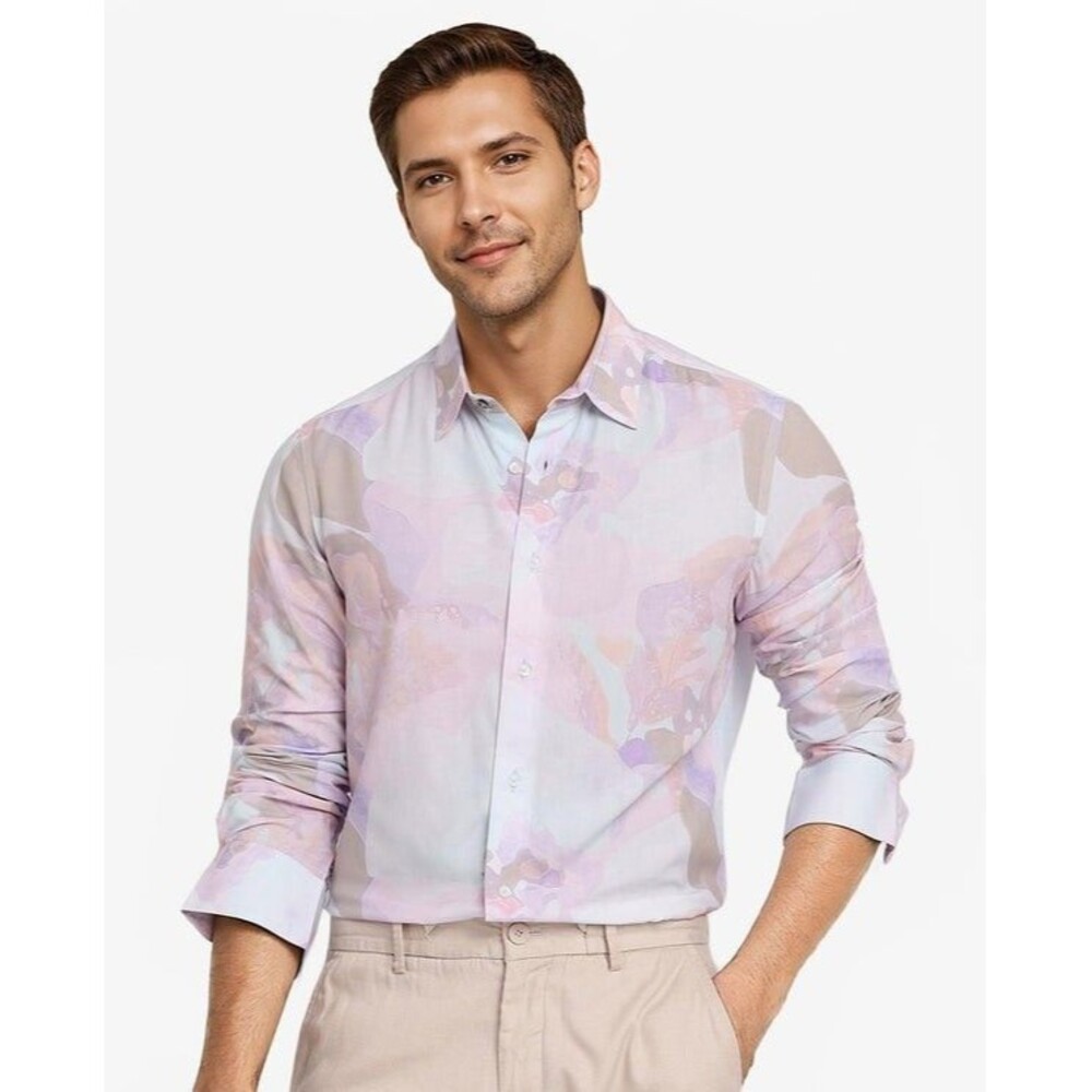 NWT Rare Rabbit Xano Expression Button Down Shirt Men's M Pastel Blue Watercolor